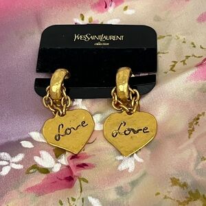 RARE 💖 Yves Saint Laurent Gold Heart Earrings